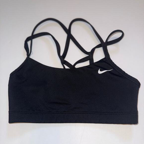 Nike Dri‑FIT Strappy Sports Bra Small Black Low Impact Removable Pads Swoosh - Picture 3 of 10